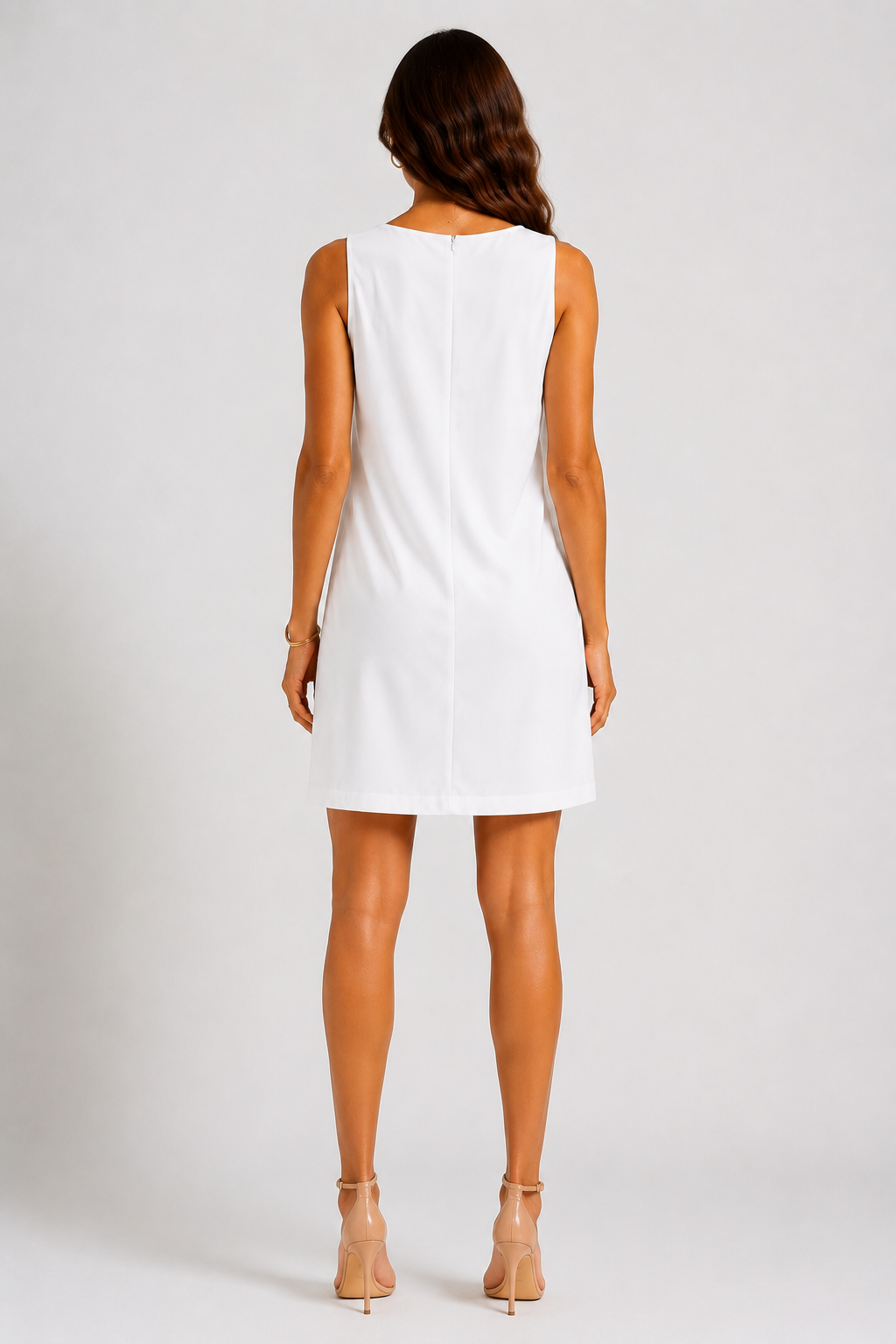 VESTIDO CORTO BLANCO CON CUELLO DRAPEADO-3