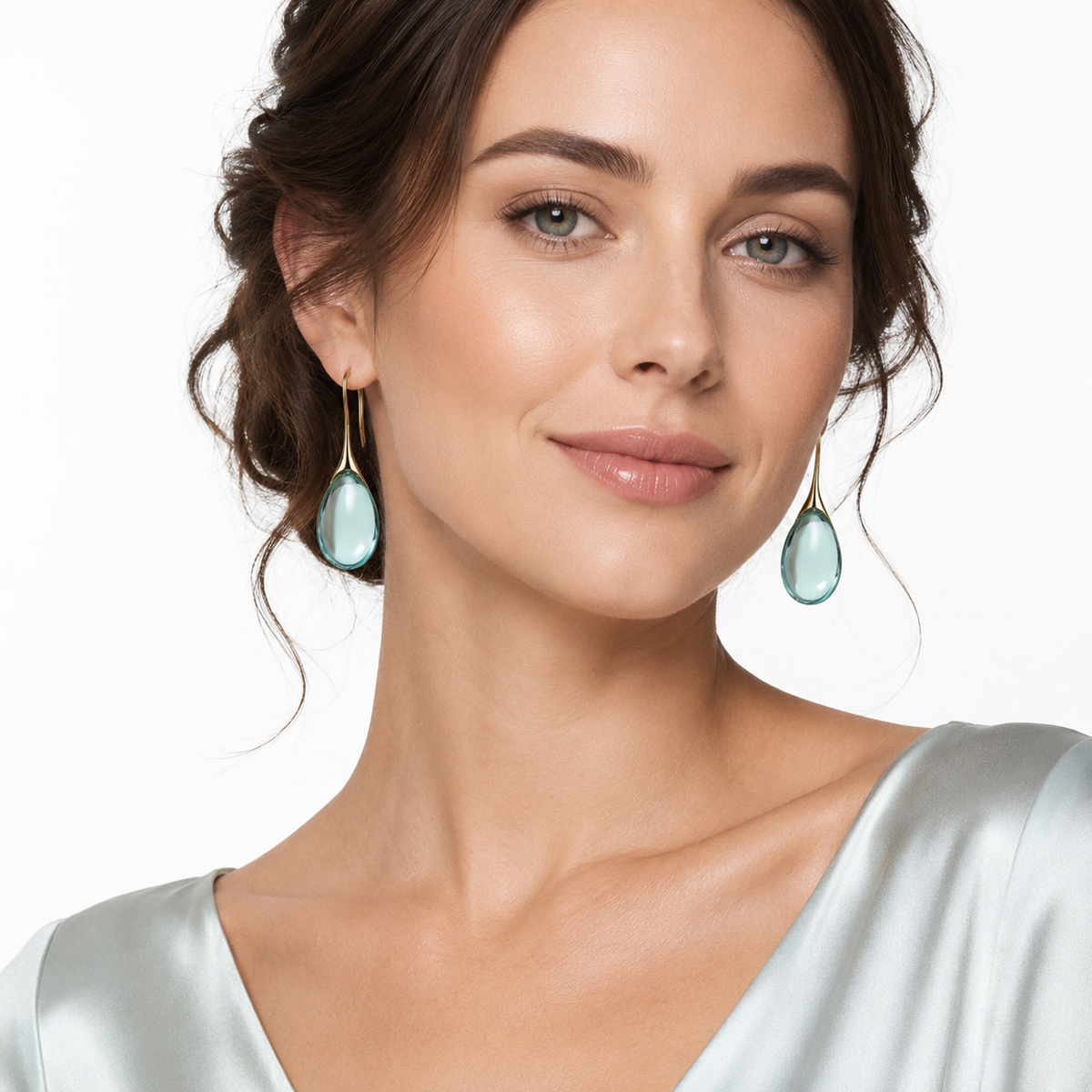 Pendientes largos con cristales verdes-2