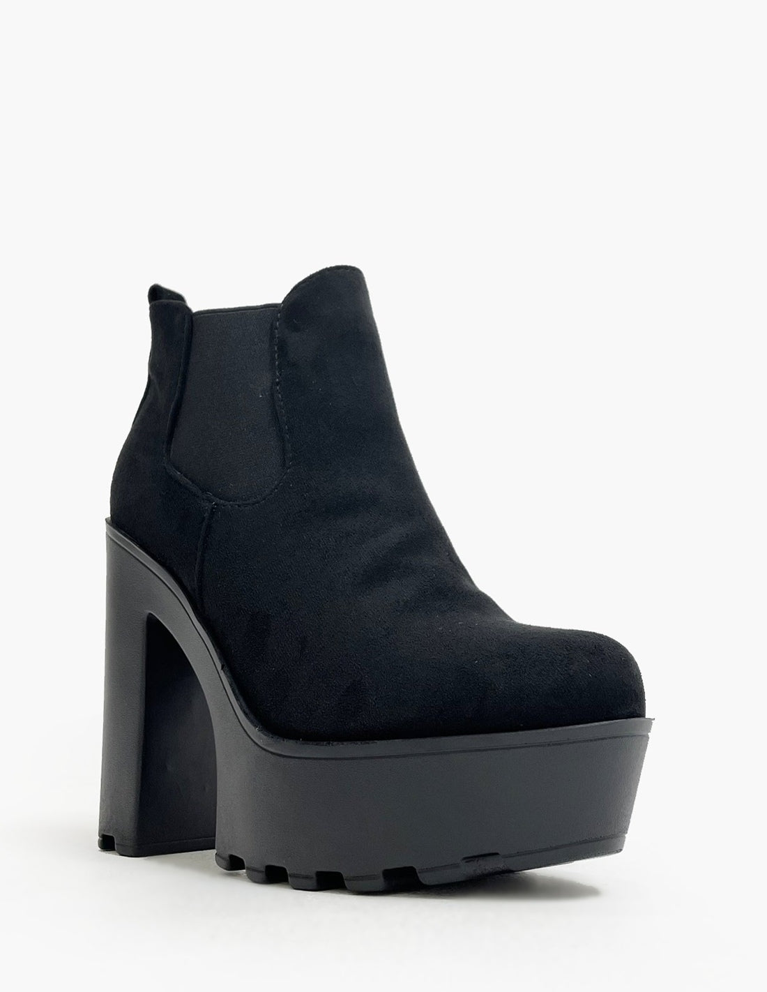 Botas Antelina Negras de Plataforma y Tacón Alto para Mujer-2
