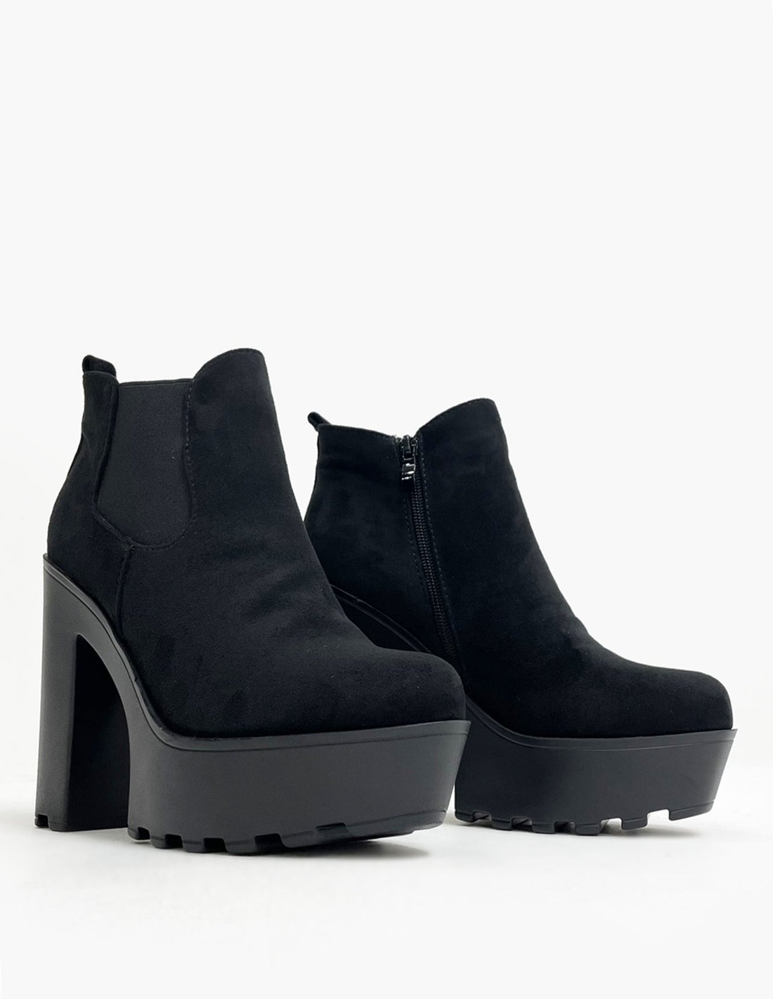 Botas Antelina Negras de Plataforma y Tacón Alto para Mujer-3