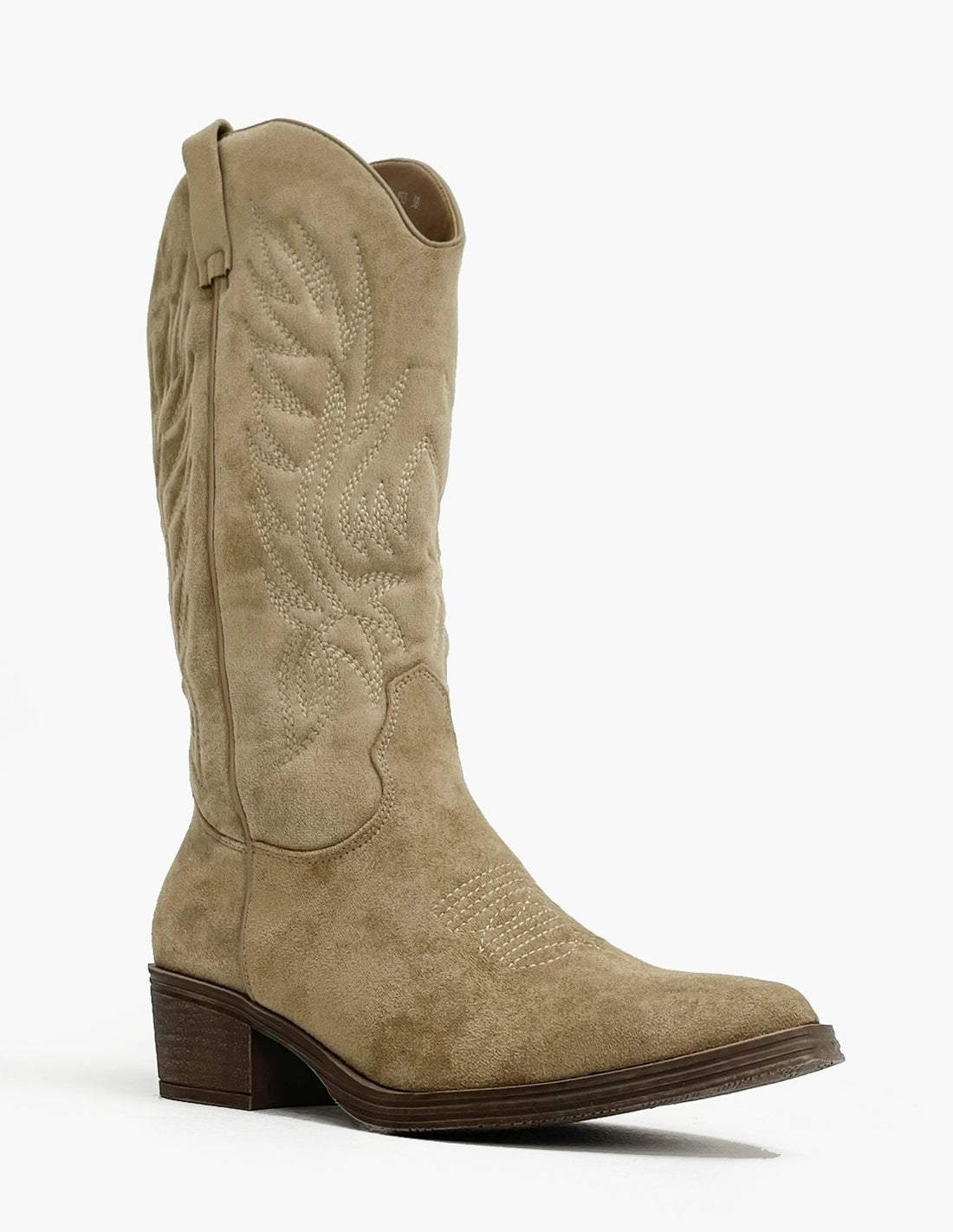 Botas caqui con tacón - estilo vaquero para mujer-2