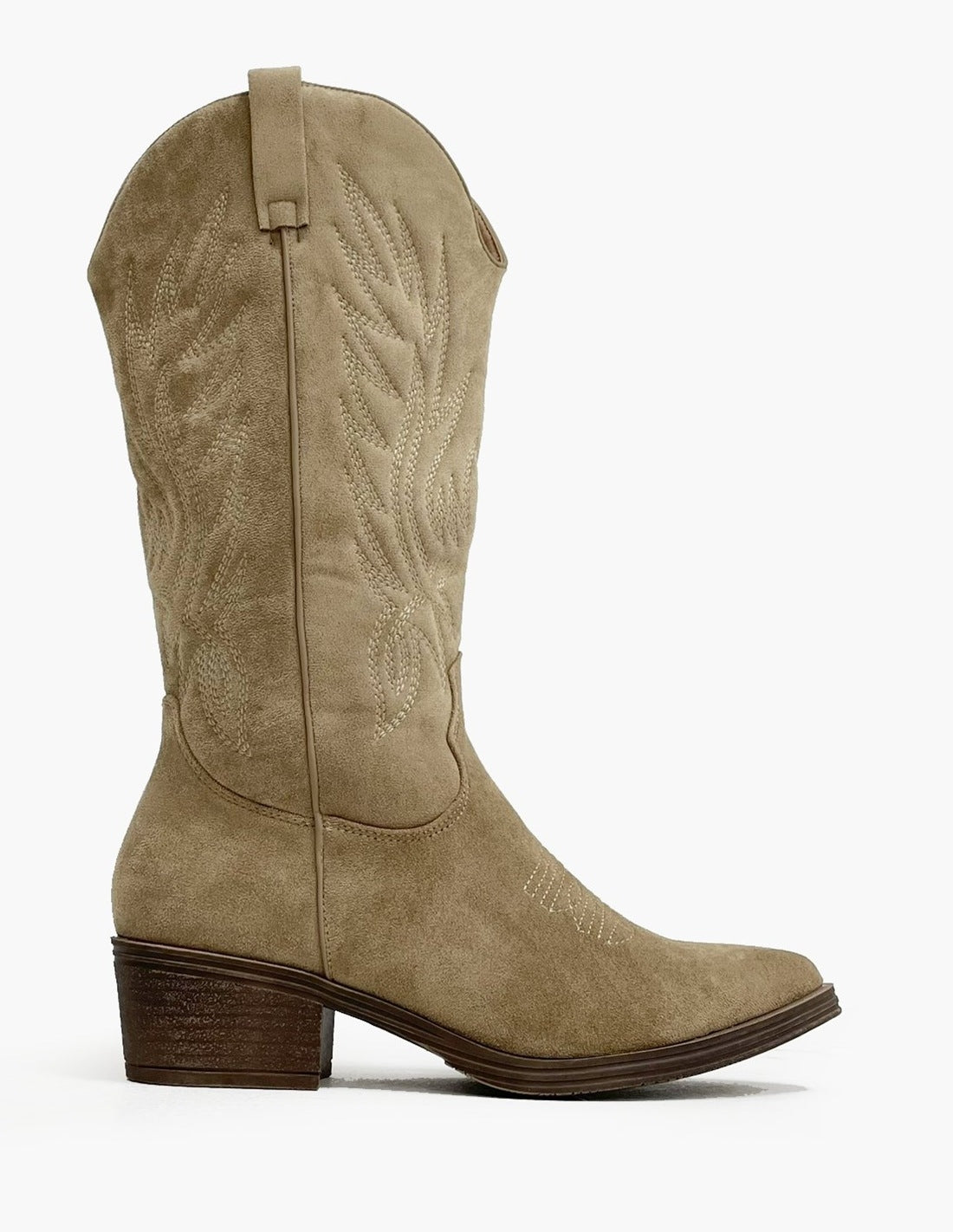 Botas caqui con tacón - estilo vaquero para mujer