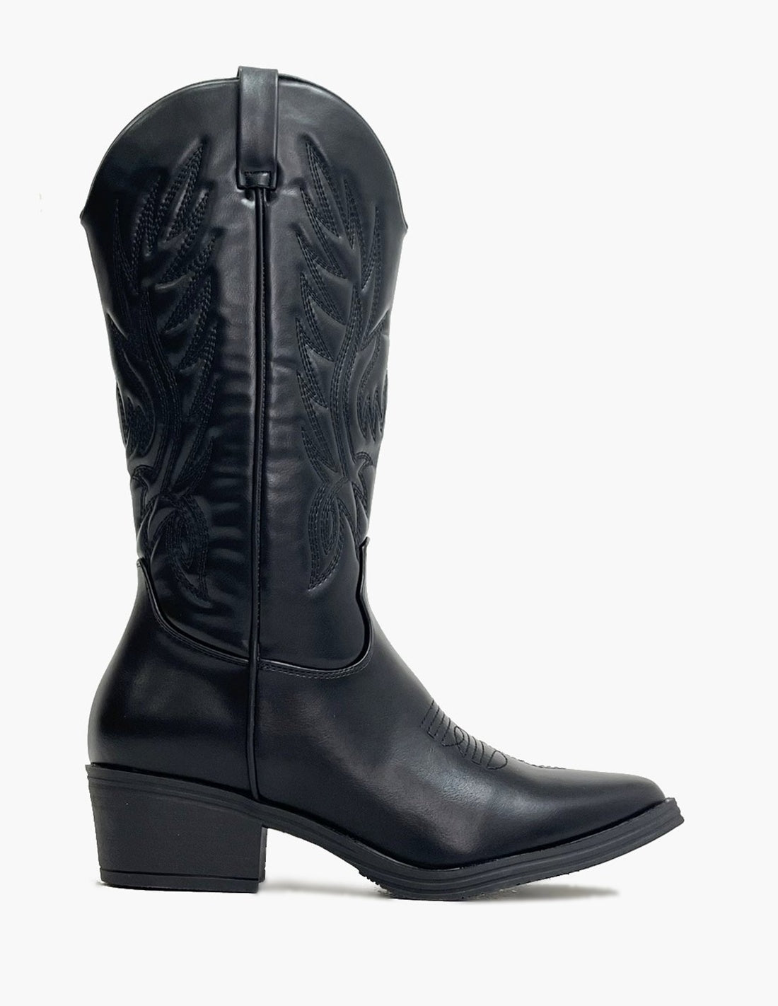 Botas negras de tacón estilo cowboy para mujer