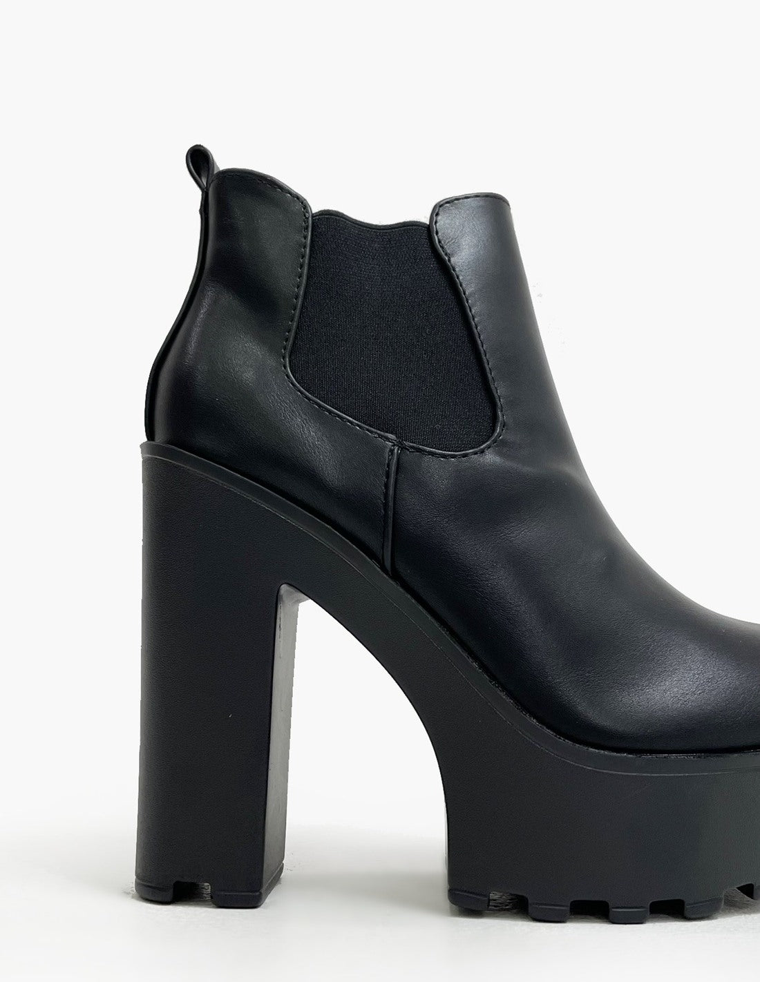 Botas negras de polipiel con plataforma y tacón alto para mujer-4