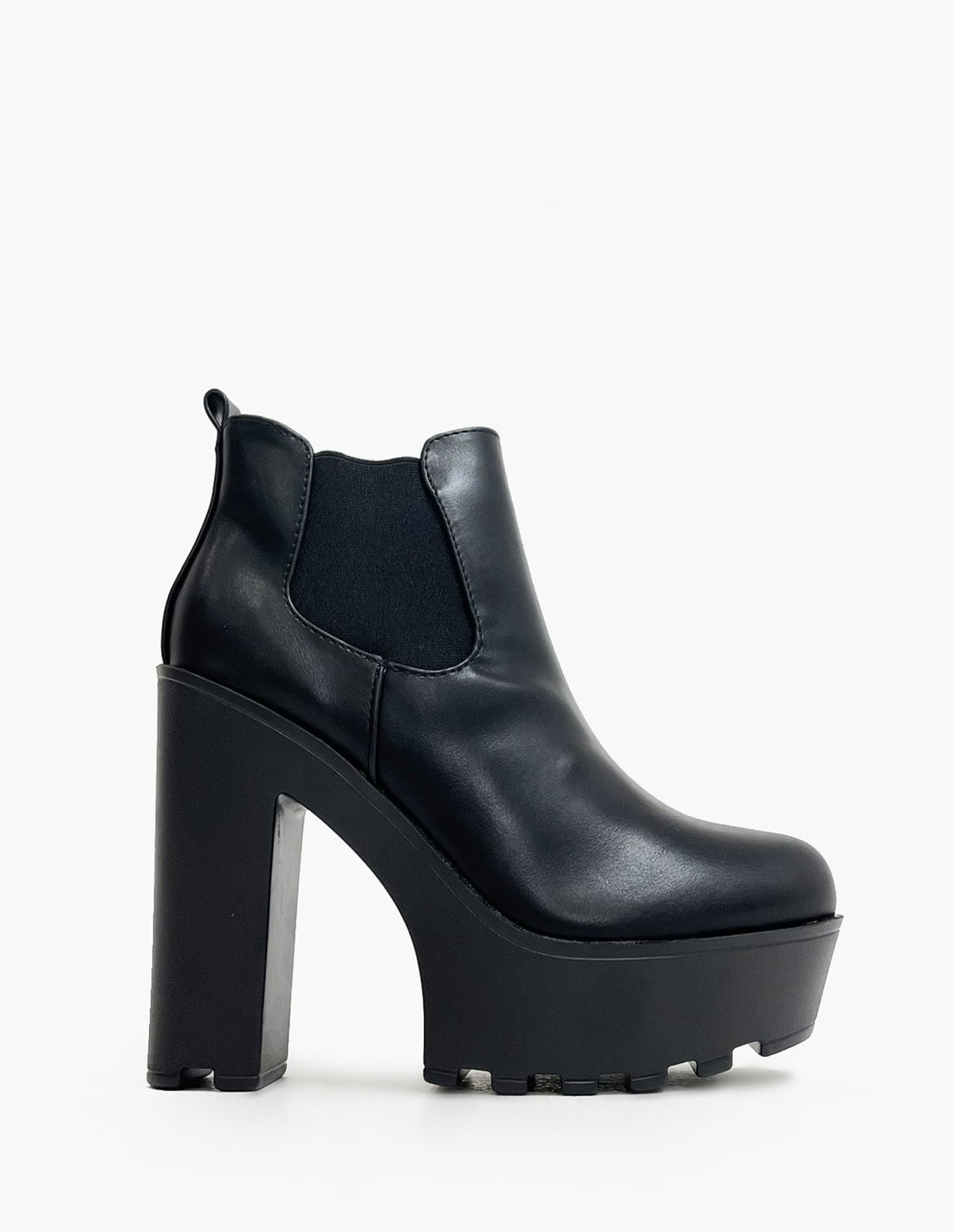 Botas negras de polipiel con plataforma y tacón alto para mujer