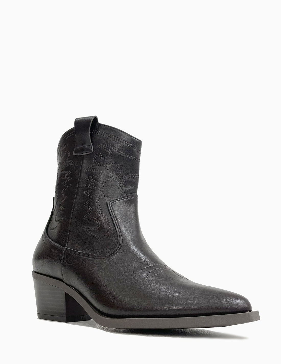 Botines cowboy de caña baja - marrones de polipiel-3