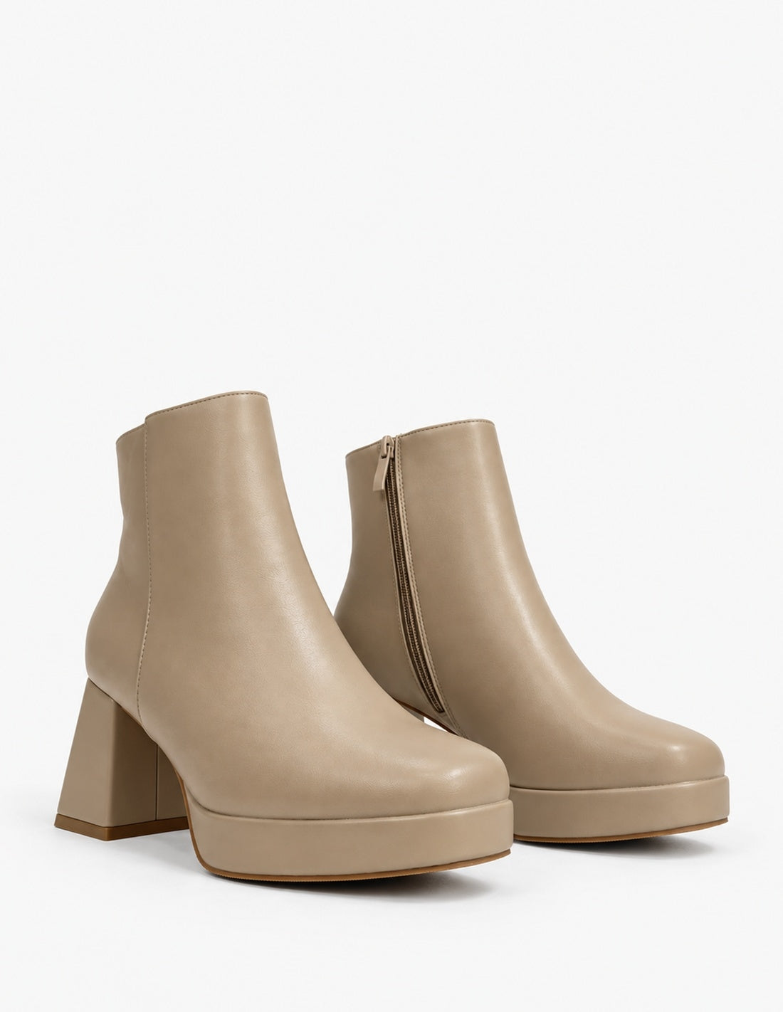 Botines caqui de tacón ancho y plataforma | Mujer-2