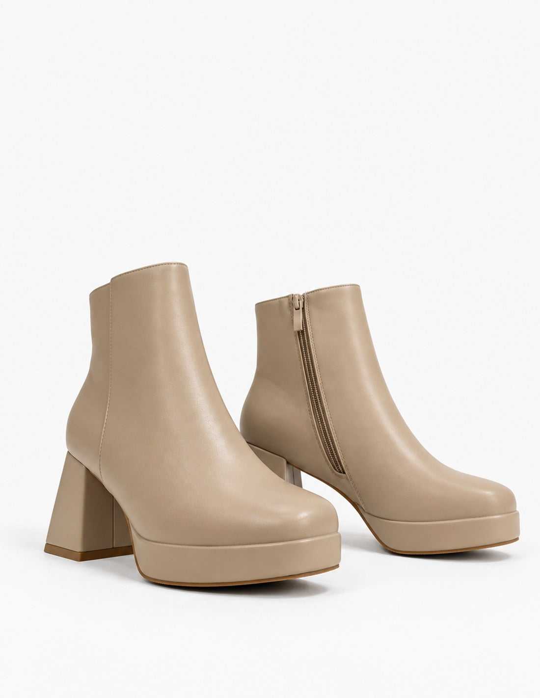 Botines caqui de tacón ancho y plataforma | Mujer-3