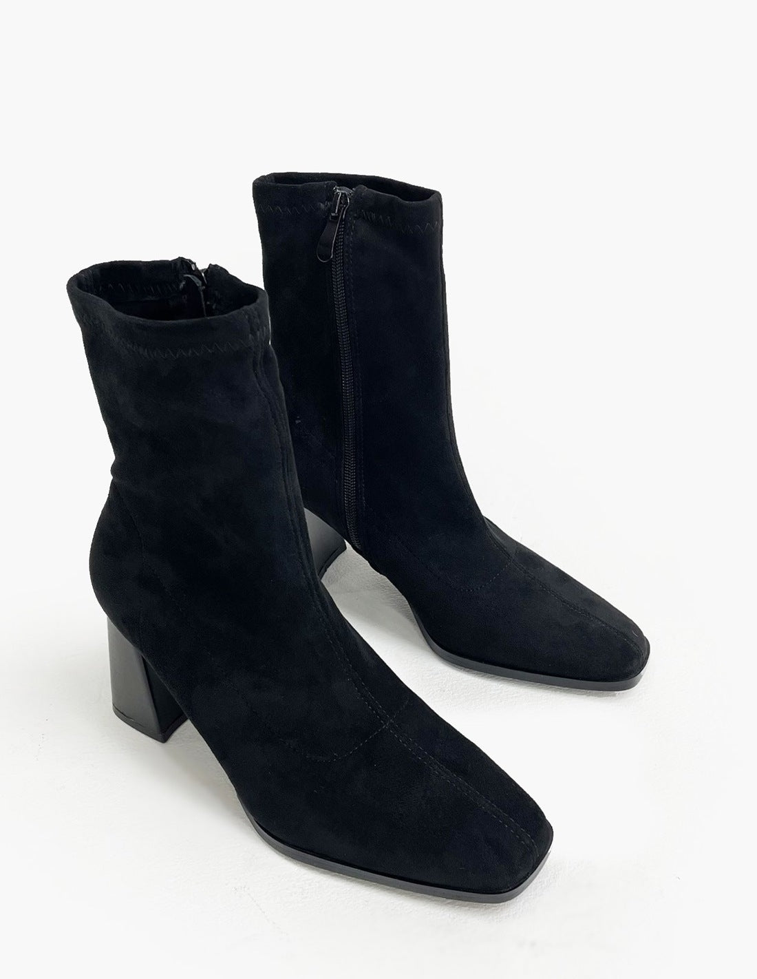 Botines negros de ante - caña alta y tacón-4