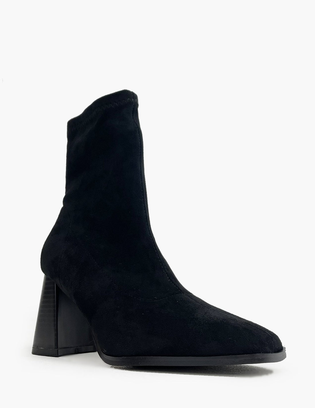 Botines negros de ante - caña alta y tacón-2