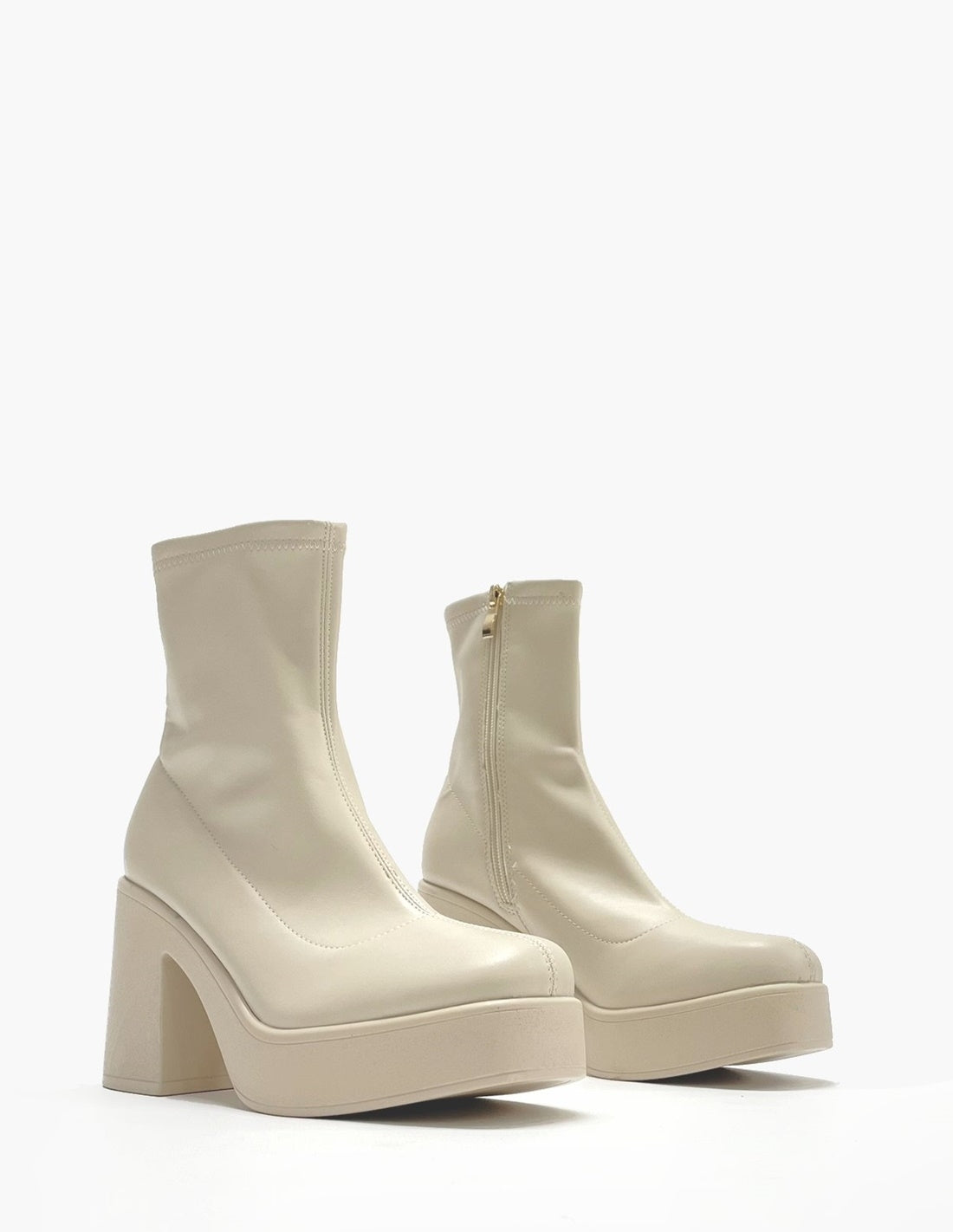 Botines beige de tacón alto y plataforma-2