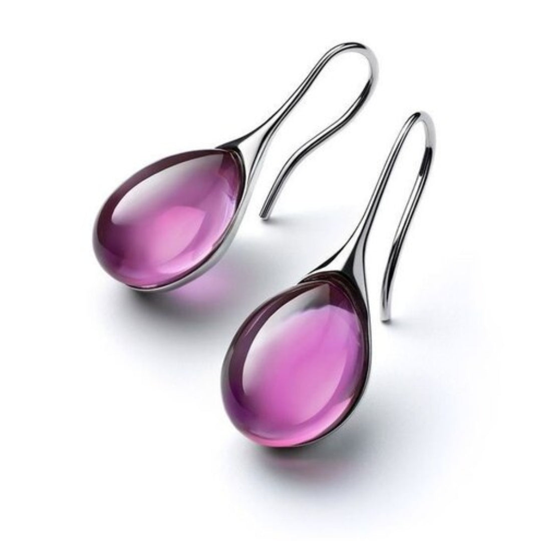 Pendientes largos con cristales lilas-3
