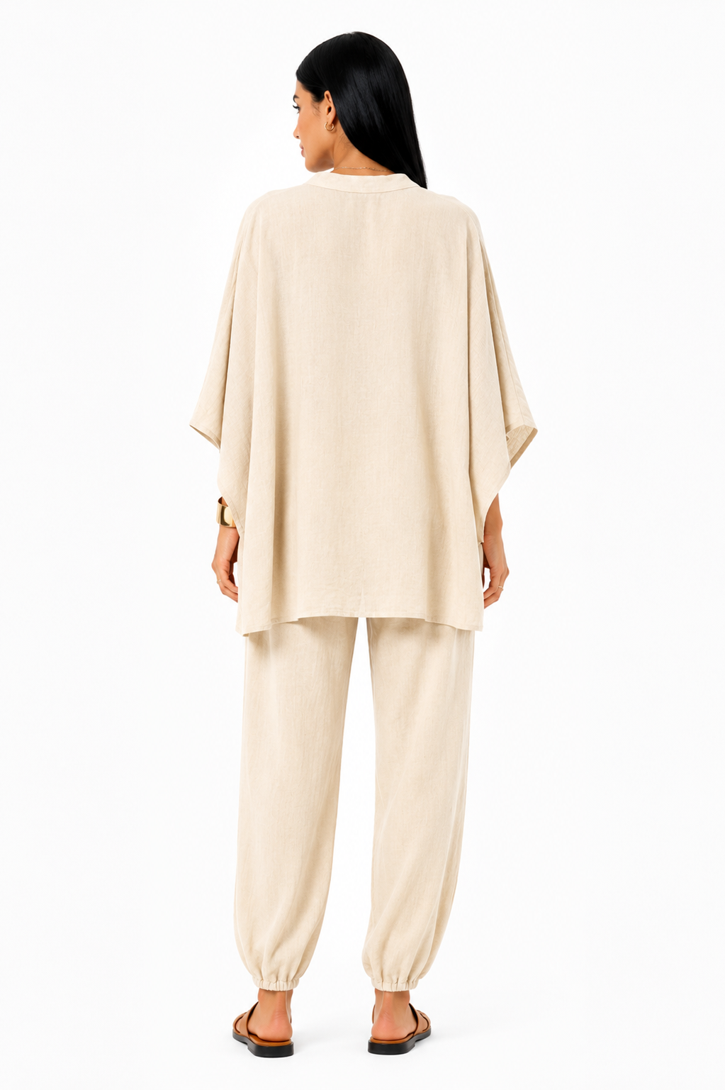 Conjunto de blusa fluida y pantalón ancho-8