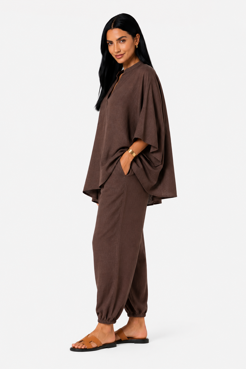 Conjunto de blusa fluida y pantalón ancho-29