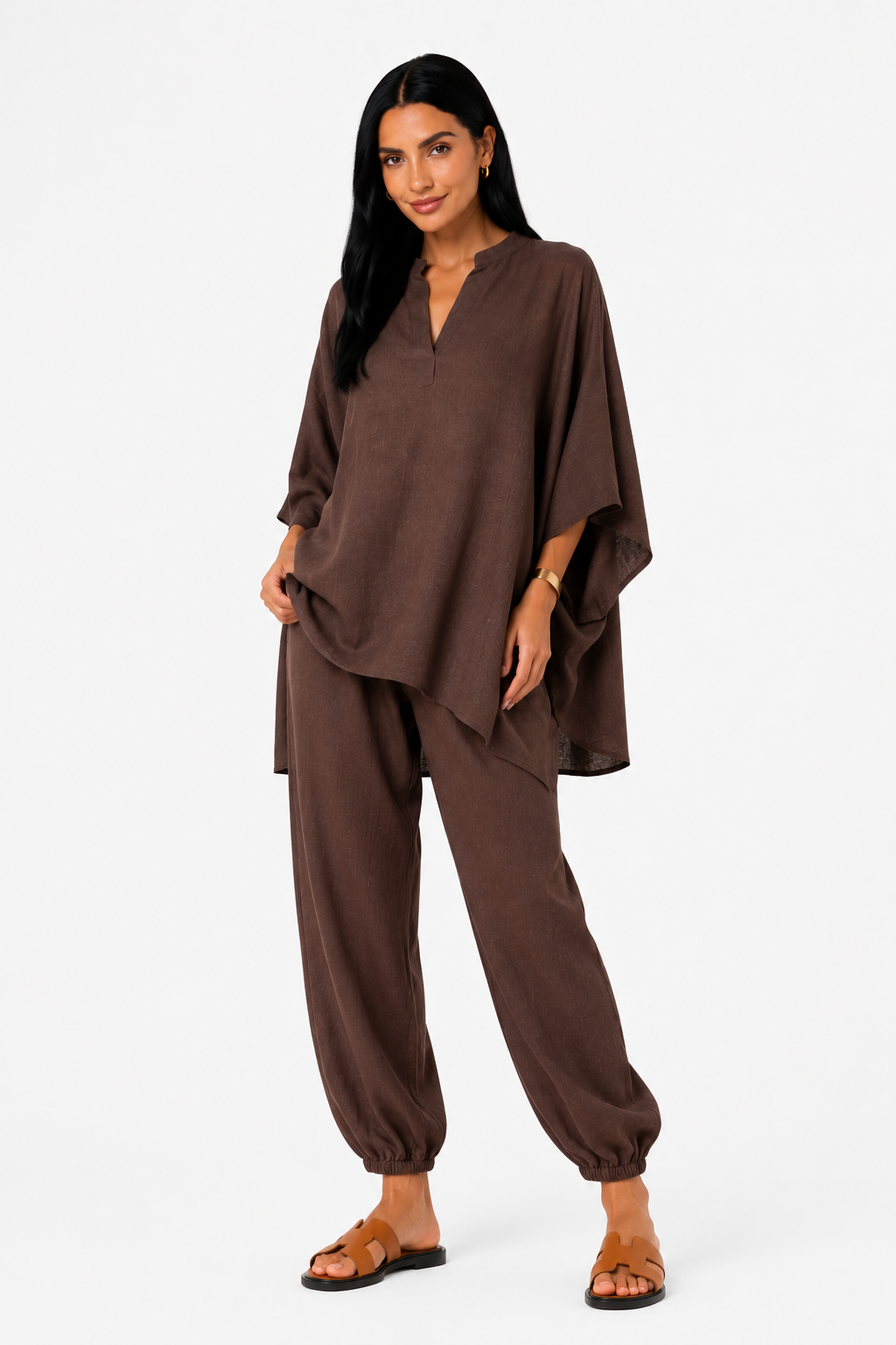 Conjunto de blusa fluida y pantalón ancho-31
