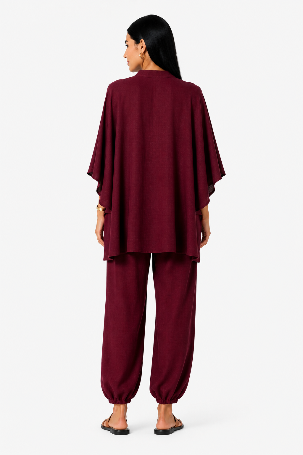 Conjunto de blusa fluida y pantalón ancho-32