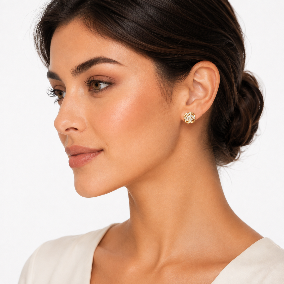 Pendientes dorados en espiral floral-2