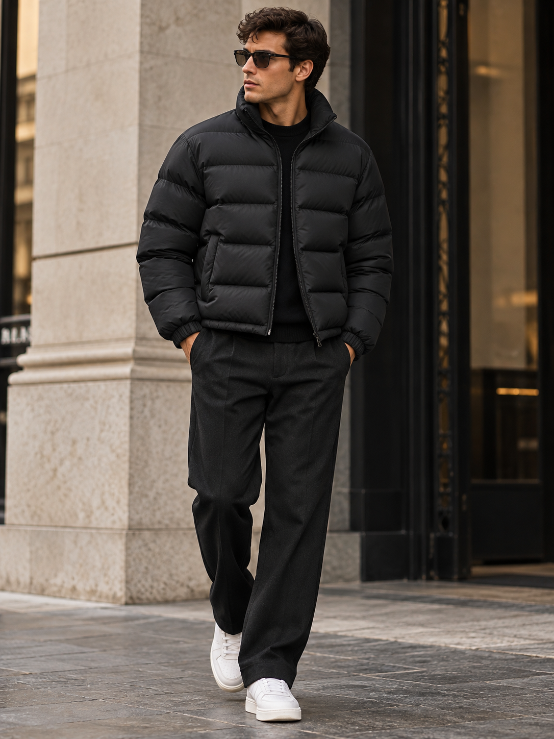 Chaqueta Acolchada Corta de Cuello Alto — Hombre-2