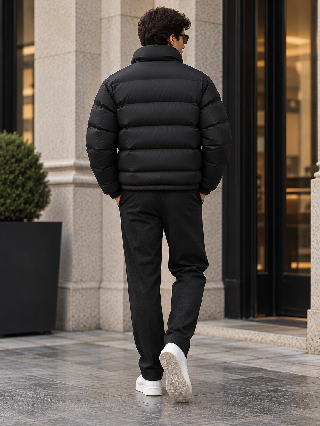 Chaqueta Acolchada Corta de Cuello Alto — Hombre-4