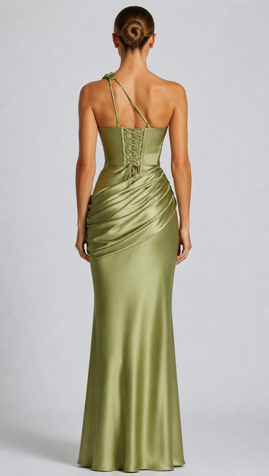 VESTIDO DRAPEADO DE SATEN ROJO VINO-5