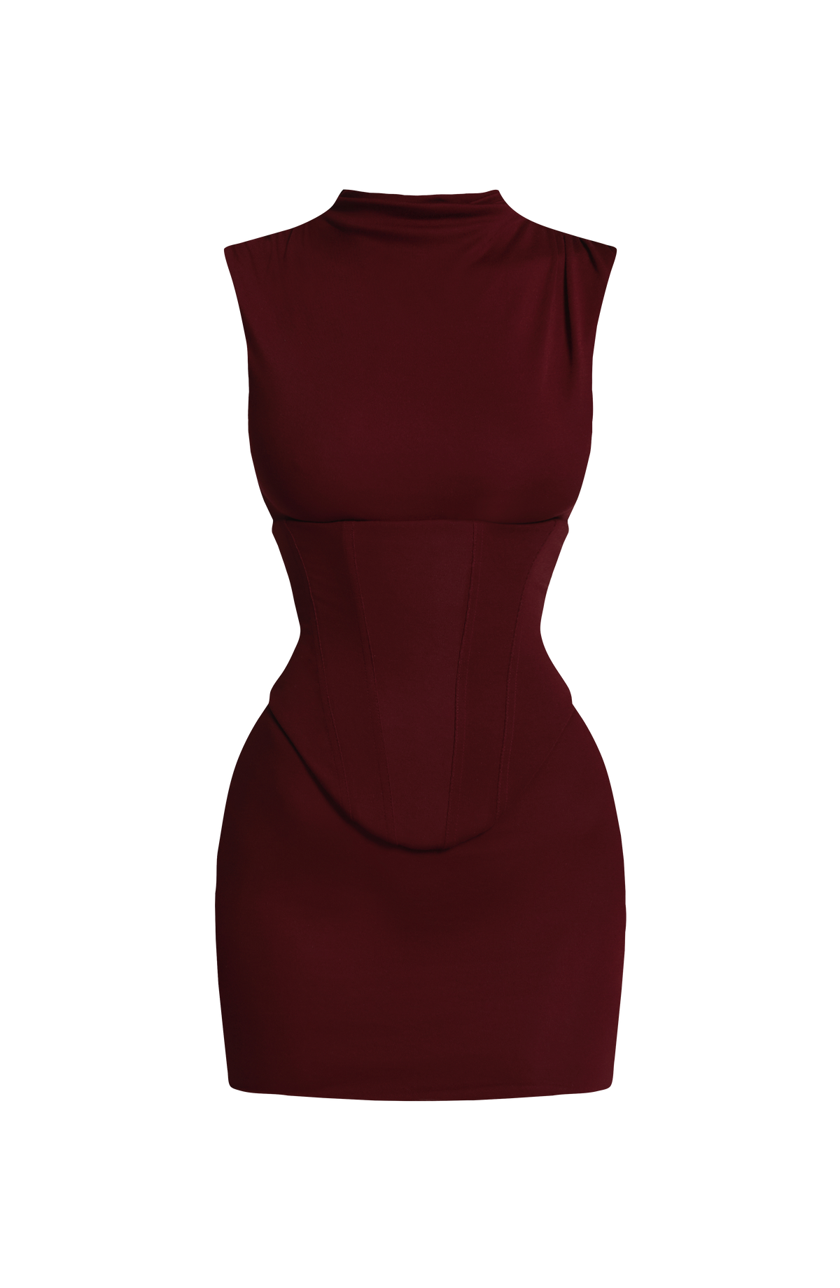 VESTIDO CORTO DE PUNTO CON CORSE CEREZA-4