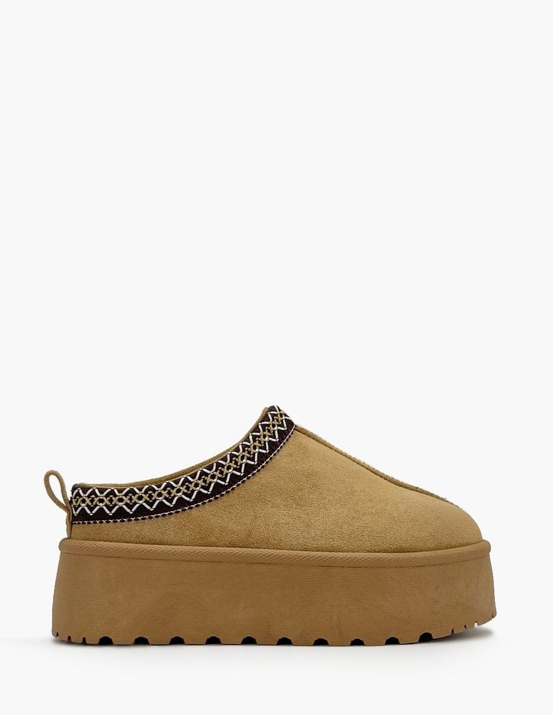 Zueco - Bota de pelo de caña baja color camel