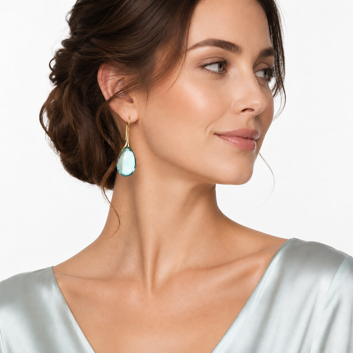 Pendientes largos con cristales verdes
