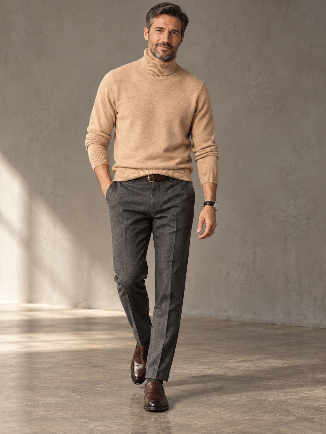Jersey grueso de cuello vuelto para hombre